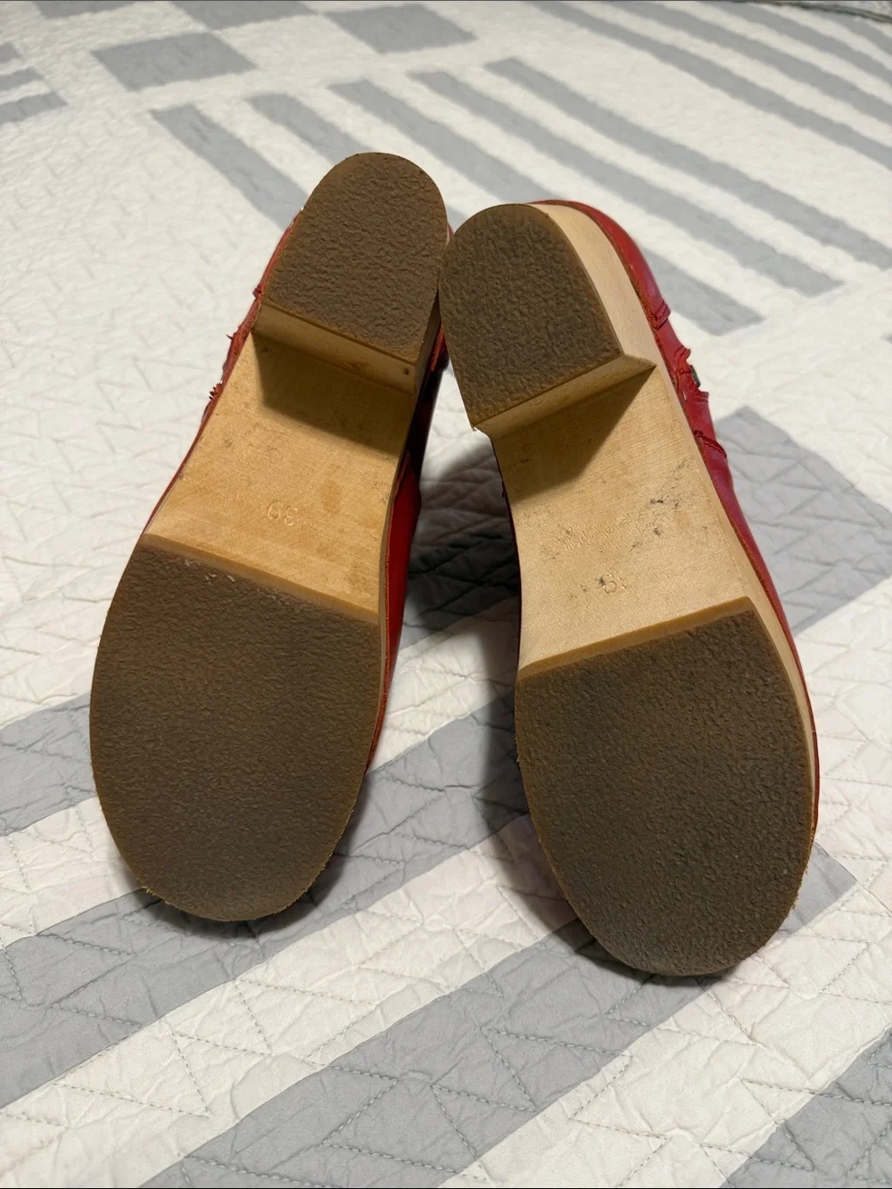 Swedish Hasbeens Red Leather Zip Clog Ankle Boots